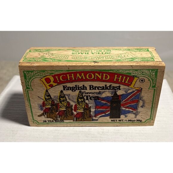 Wooden Tea Box Richmond Hill English Breakfast BOX ONLY 5 x 3" Slide Top Lid - Picture 5 of 11